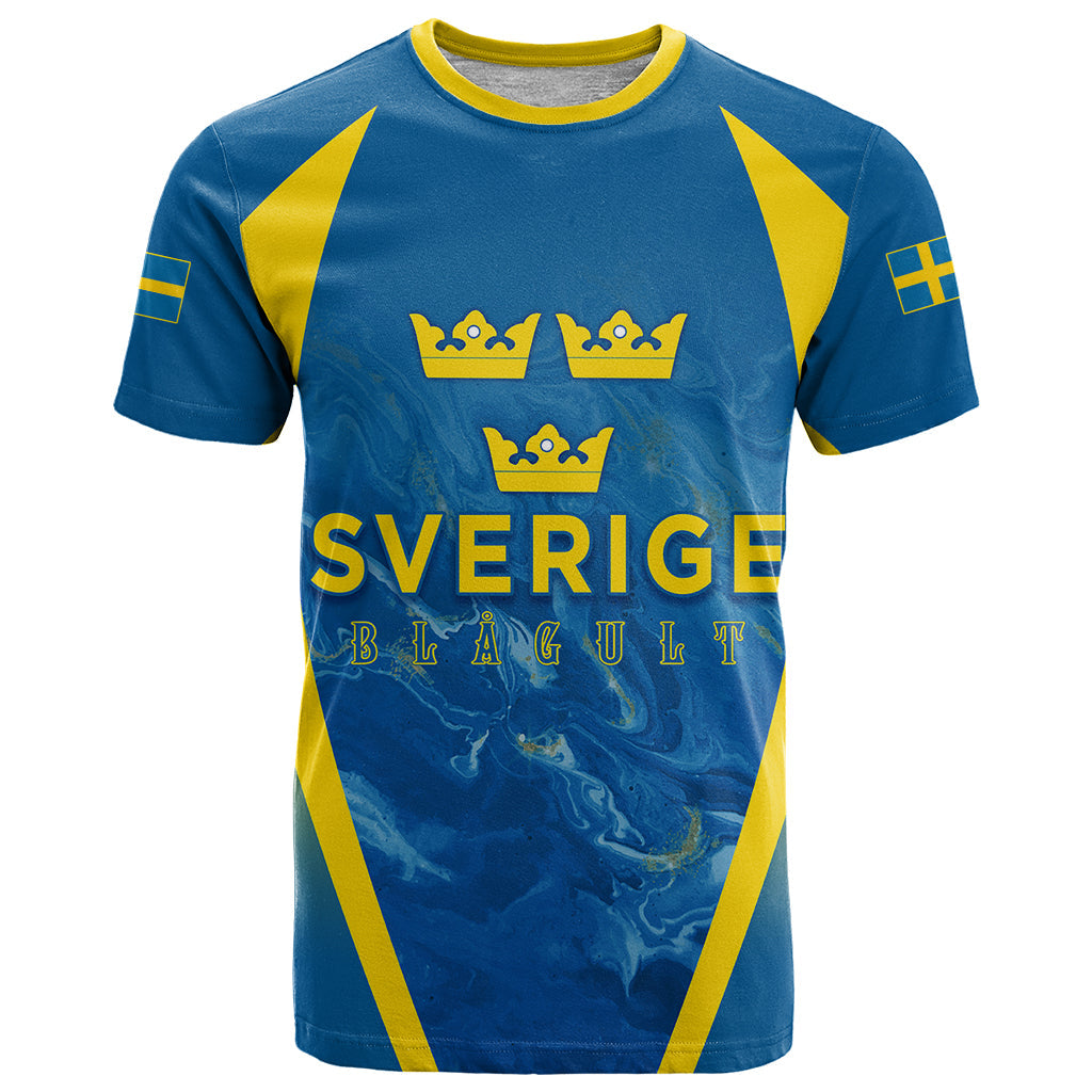 Personalised Sweden Football T-Shirt Women World Cup Blagult Glacial Inspired Graphic Tee