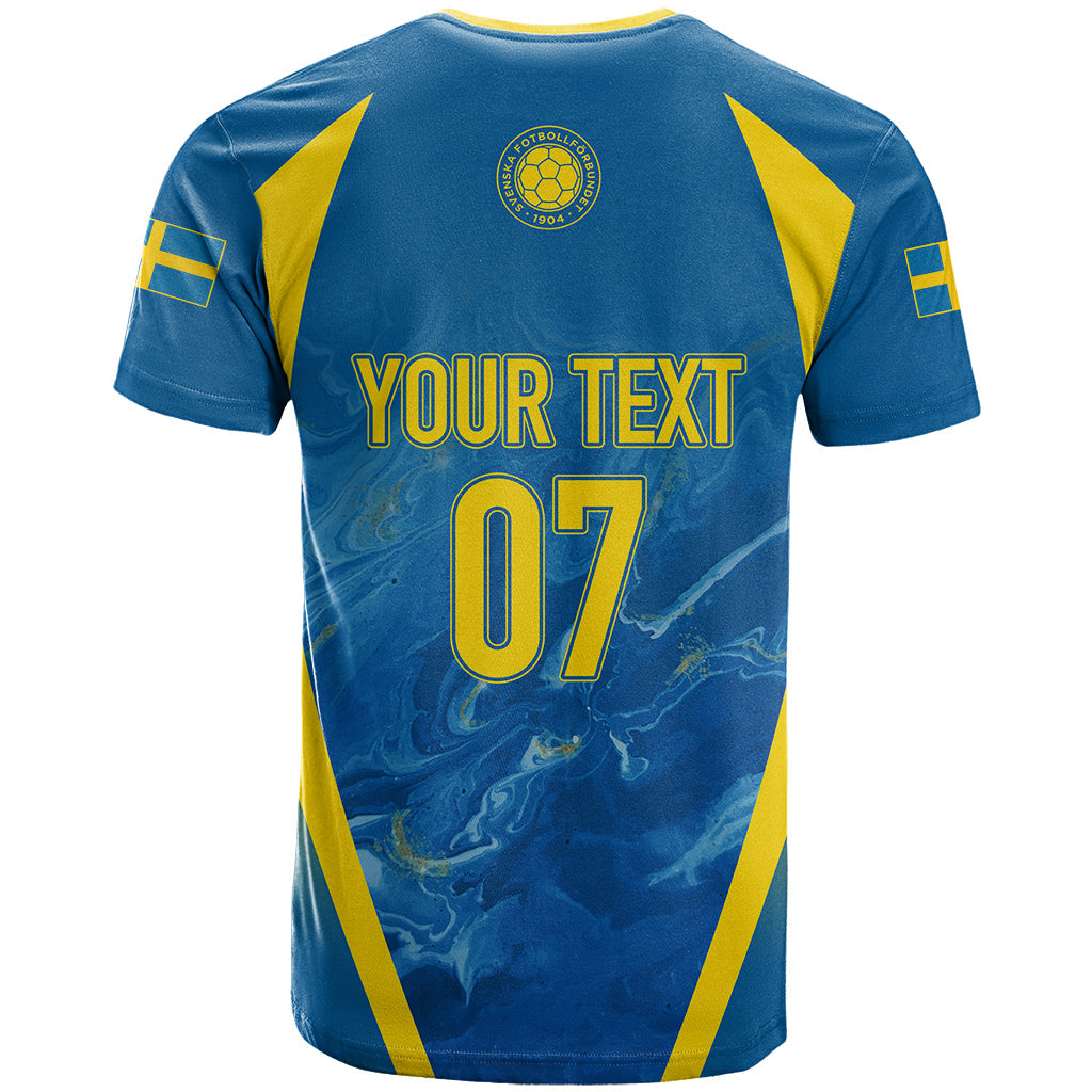 Personalised Sweden Football T-Shirt Women World Cup Blagult Glacial Inspired Graphic Tee