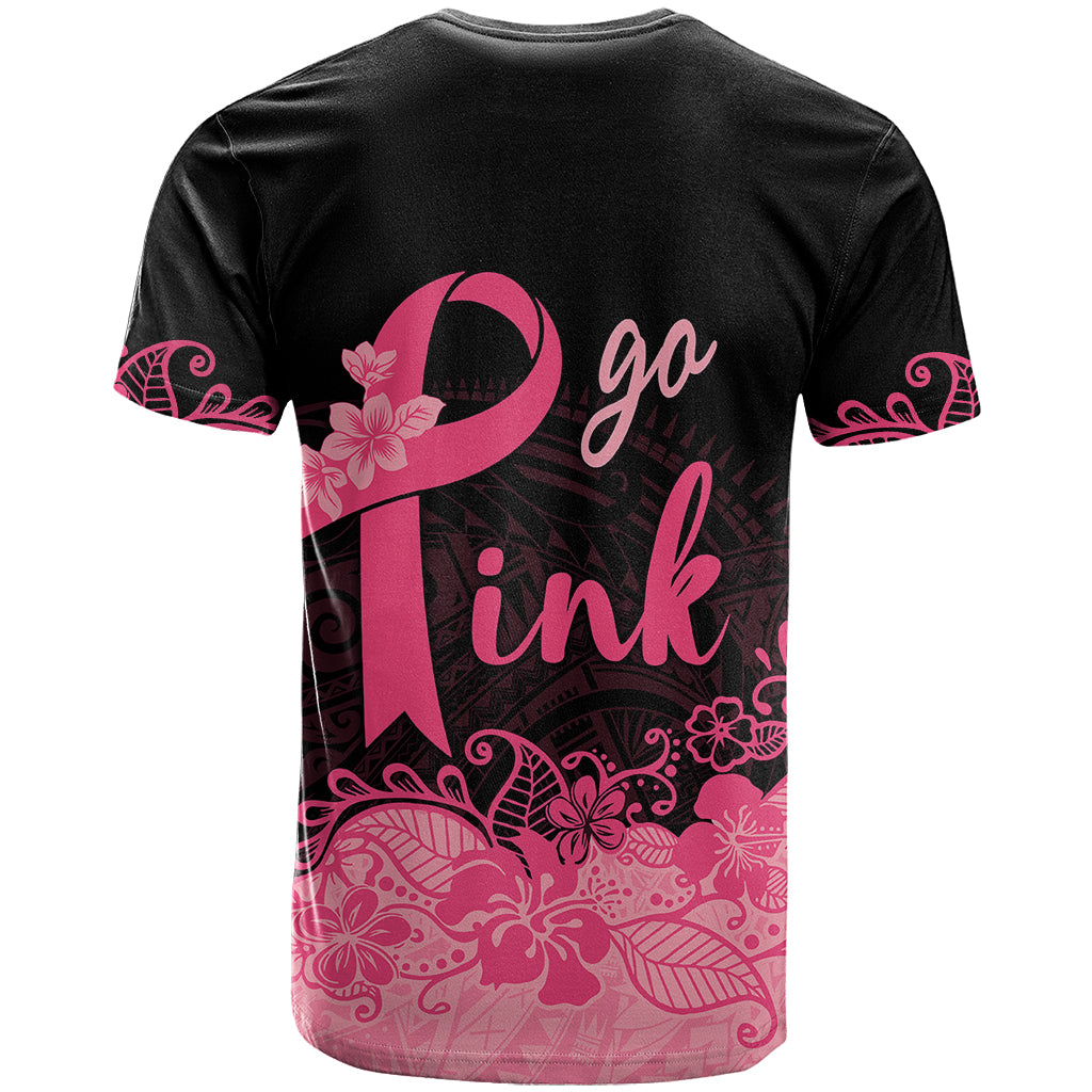 Polynesian T-Shirt Plumeria Breast Cancer Awareness Survivor Ribbon Pink Graphic Tee