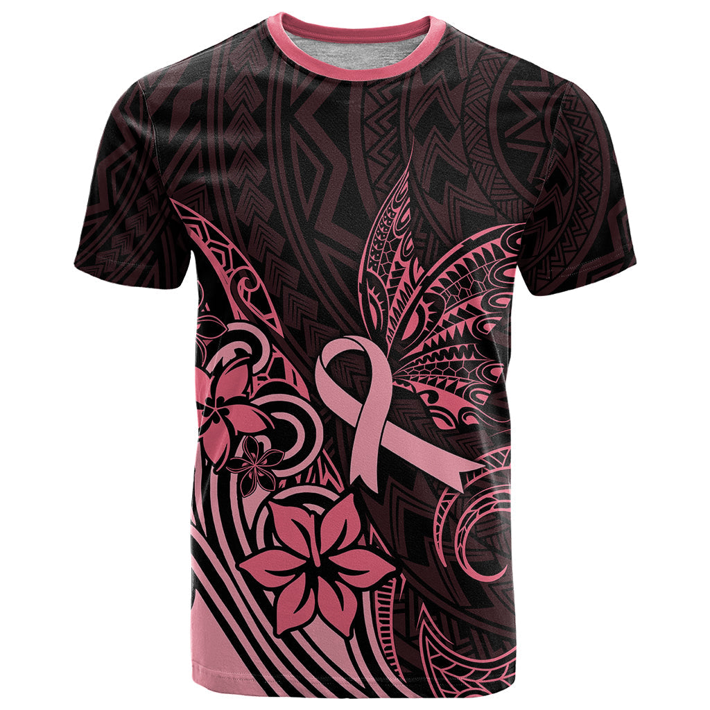 Polynesian T-Shirt Breast Cancer RIbbon Butterfly Mix Plumeria Curves Pink Graphic Tee