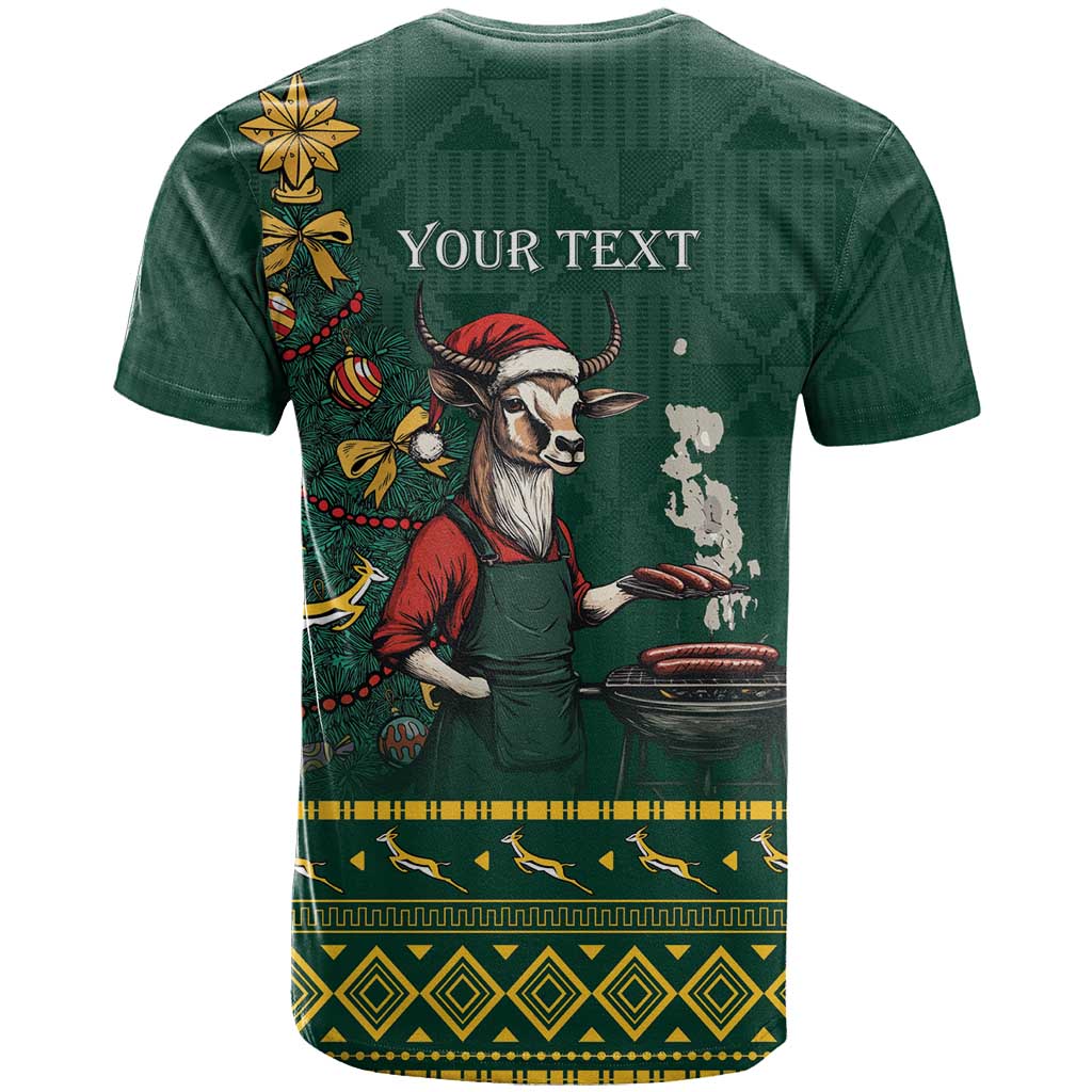 Personalised South Africa Christmas T-Shirt Bokke Merry Braai-mas Graphic Tee