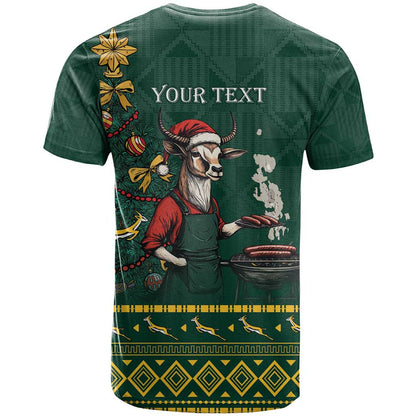 Personalised South Africa Christmas T-Shirt Bokke Merry Braai-mas Graphic Tee