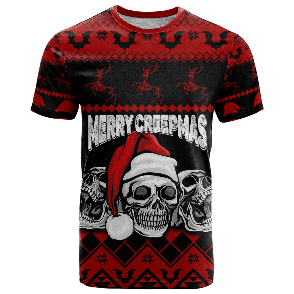 Custom Christmas T-Shirt Gothic Skull Creepmas Graphic Tee