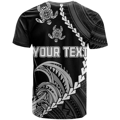 Personalised Guam T-Shirt Tribal Turtles Curves Style - Black Graphic Tee