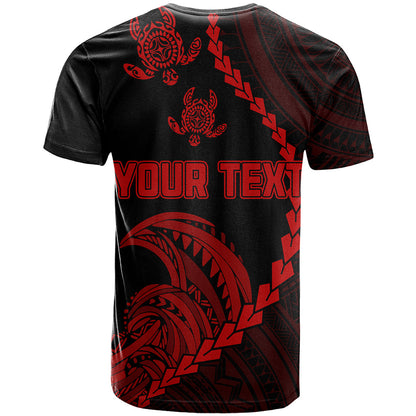Personalised Guam T-Shirt Tribal Turtles Curves Style - Red Graphic Tee