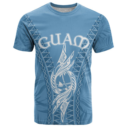 Personalised Guam T-Shirt Chamoro Latte Stone Mix Tropical - Blue Graphic Tee