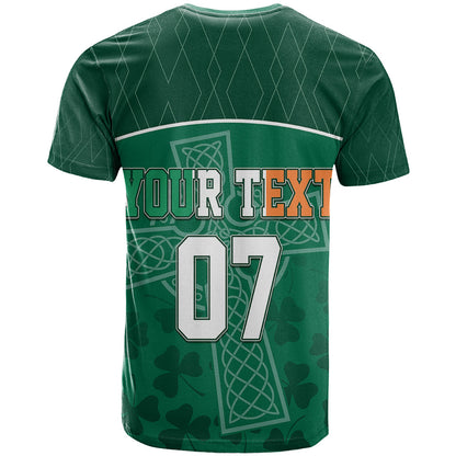 Personalised Ireland Rugby T-Shirt Celtic Cross Mix Shamrocks Graphic Tee