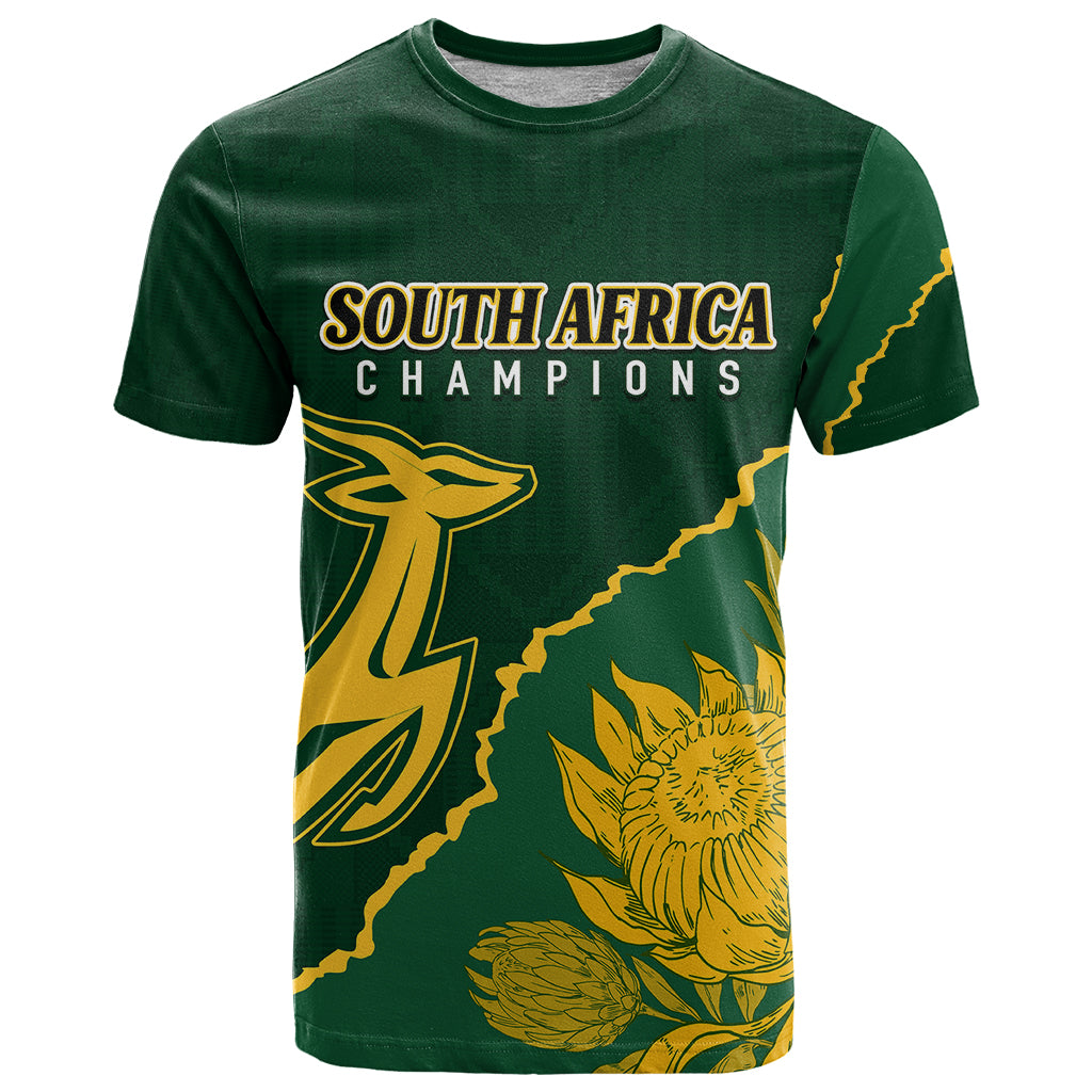 Personalised South Africa Rugby T-Shirt Bokke Champions Kente Ethnic Graphic Tee