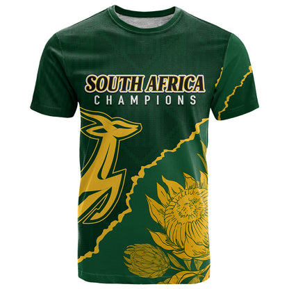 Personalised South Africa Rugby T-Shirt Bokke Champions Kente Ethnic Graphic Tee
