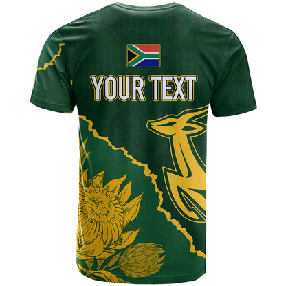 Personalised South Africa Rugby T-Shirt Bokke Champions Kente Ethnic Graphic Tee