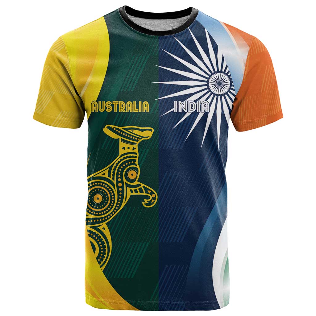Custom India and Australia Cricket T-Shirt Special Half-Half Mix Graphic Tee