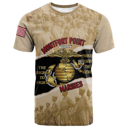 Montfort Point Marines T-Shirt African American First To Fight Prejudice Graphic Tee