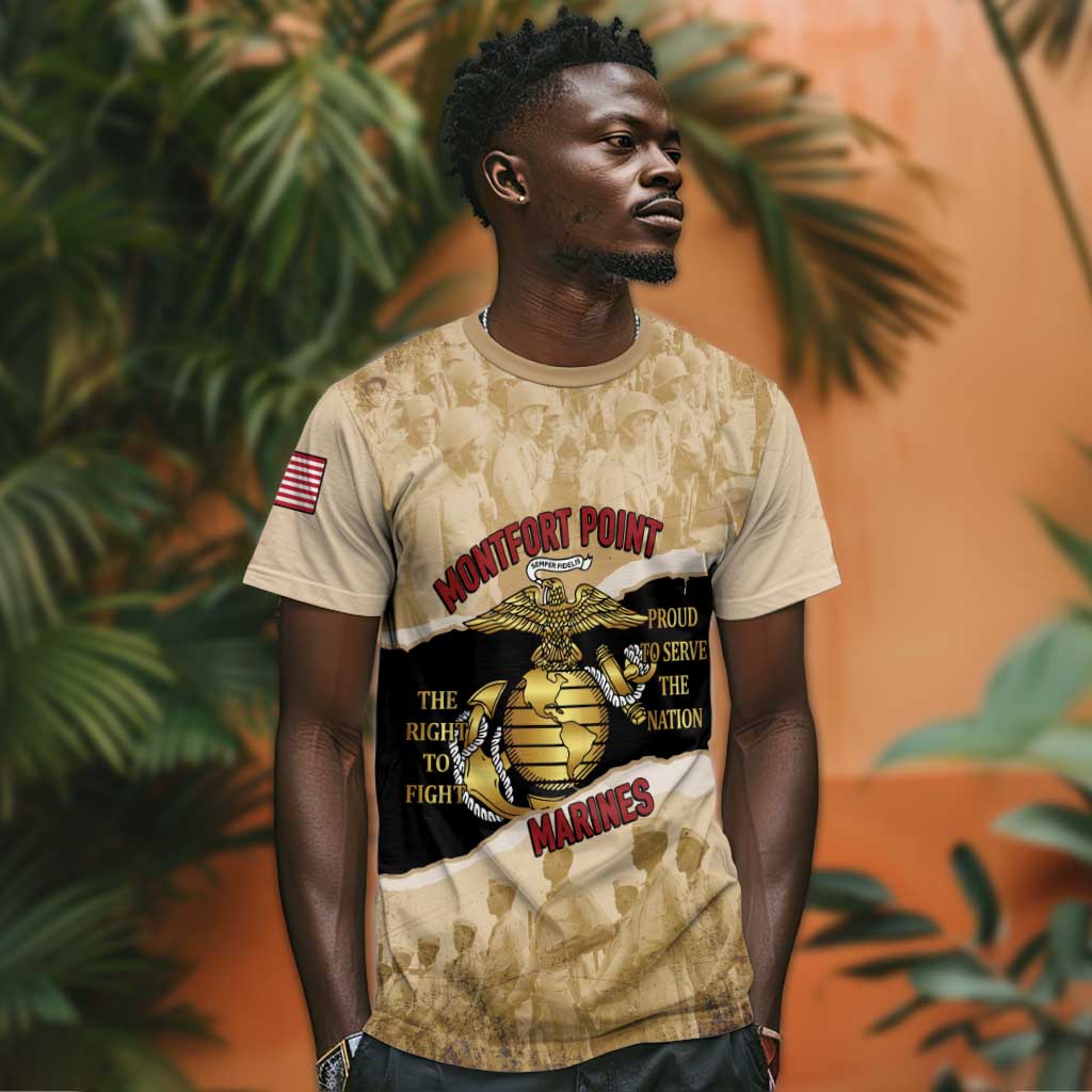 Montfort Point Marines T-Shirt African American First To Fight Prejudice Graphic Tee