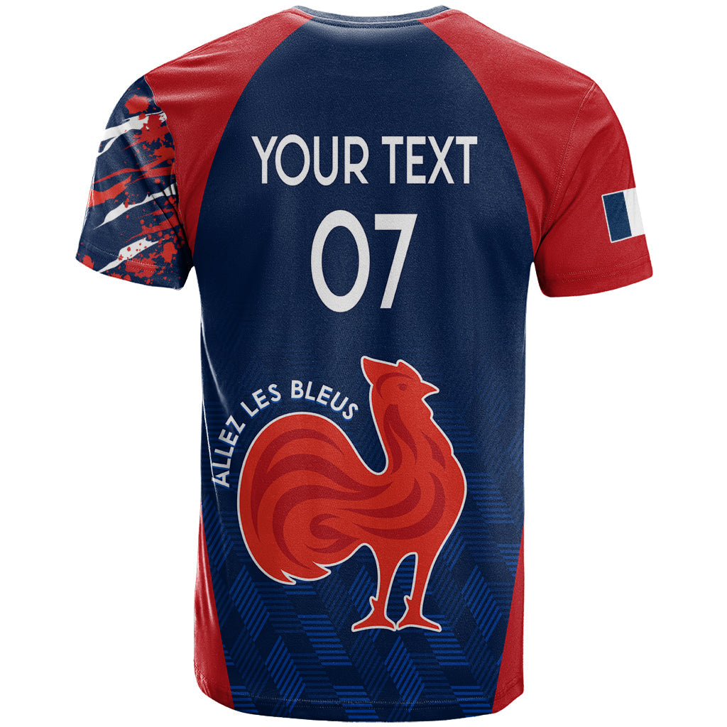 Personalised France Rugby T-Shirt World Cup Allez Les Bleus Grunge Style Graphic Tee
