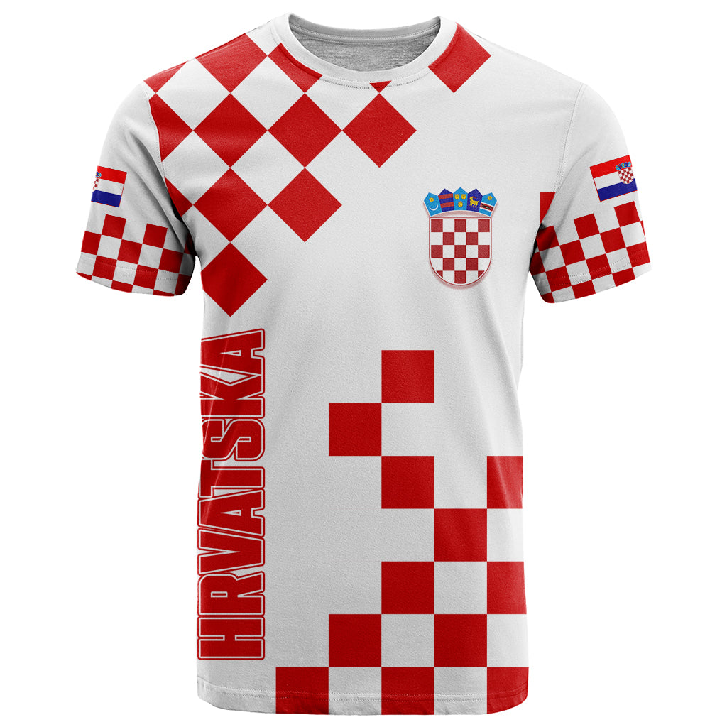 Croatia National Day T-Shirt Checkerboard Hrvatska Simple Style 01 Graphic Tee