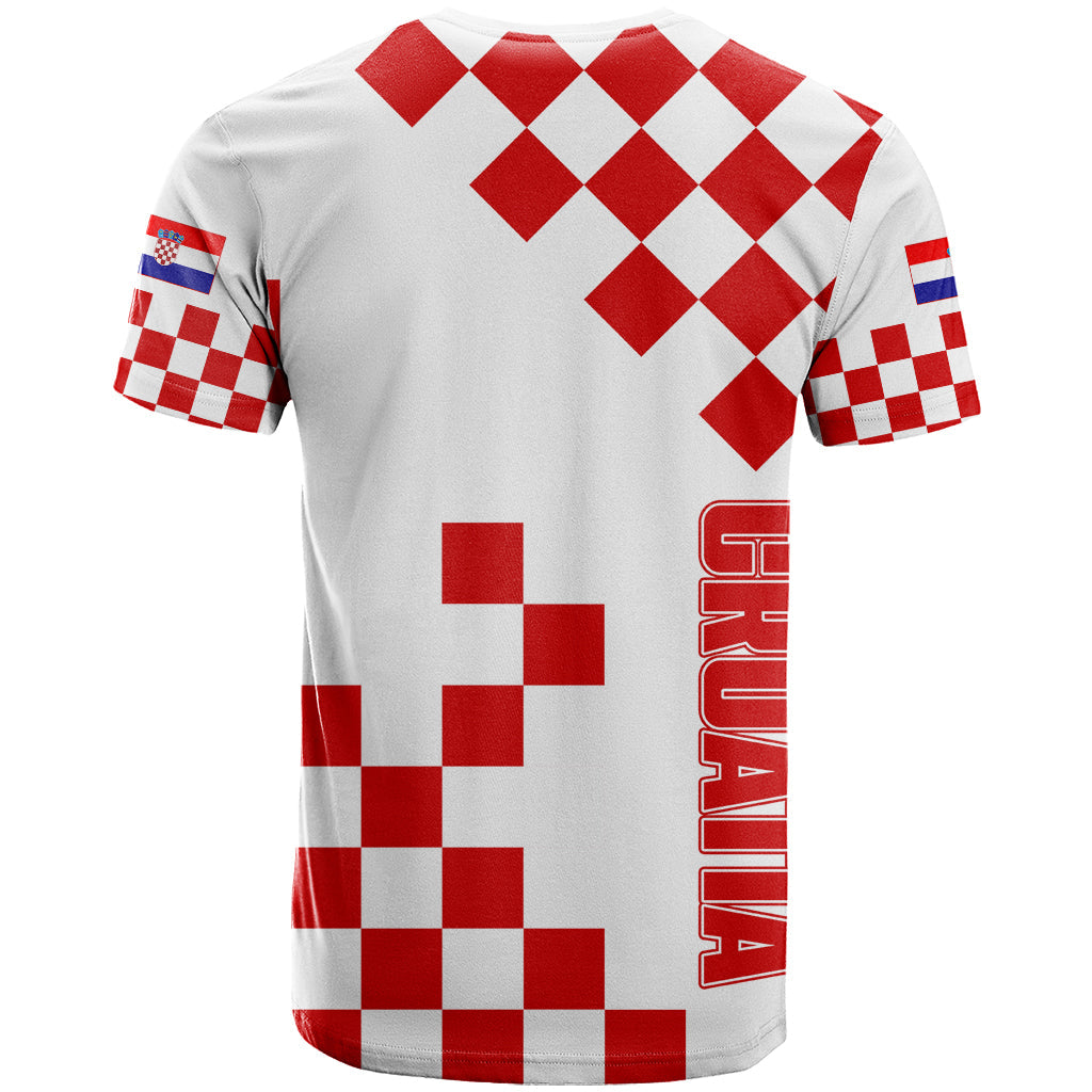 Croatia National Day T-Shirt Checkerboard Hrvatska Simple Style 01 Graphic Tee