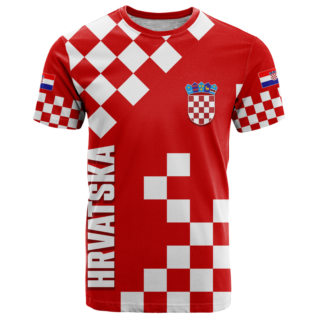 Croatia National Day T-Shirt Checkerboard Hrvatska Simple Style 02 Graphic Tee