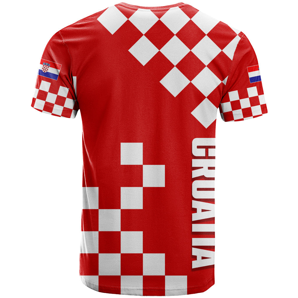 Croatia National Day T-Shirt Checkerboard Hrvatska Simple Style 02 Graphic Tee