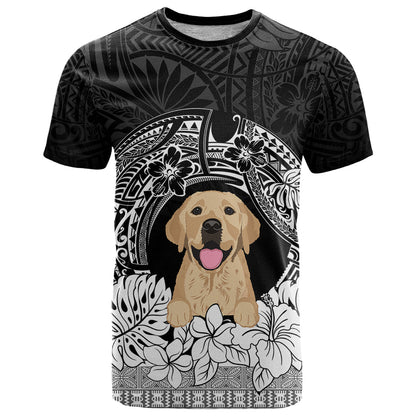 Personalised Dog T-Shirt Golden Retriever With Polynesian Tapa Arch Graphic Tee