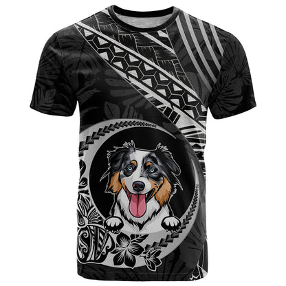 Personalised Polynesian Dog T-Shirt With Australian Shepherd - Crescent Style Graphic Tee