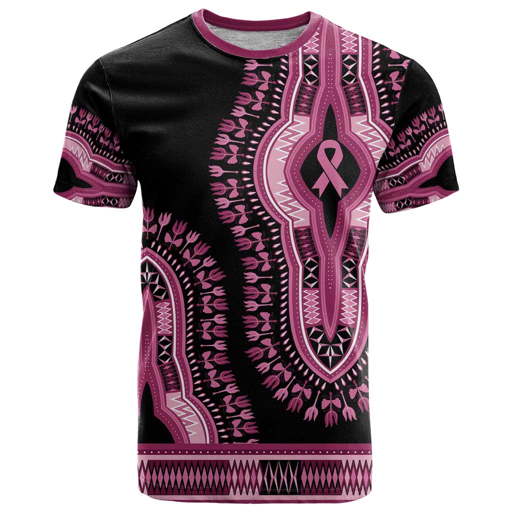 Breast Cancer Awareness Pink Ribbon T-Shirt Dashiki Style Graphic Tee