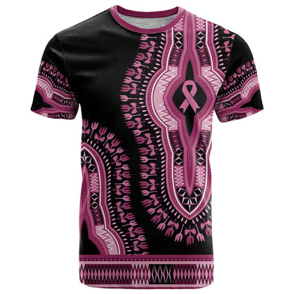 Breast Cancer Awareness Pink Ribbon T-Shirt Dashiki Style Graphic Tee