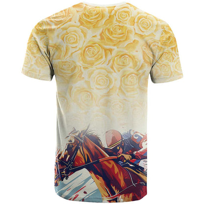 Melbourne Horse Racing T-Shirt Yellow Rose Champion Graphic Tee