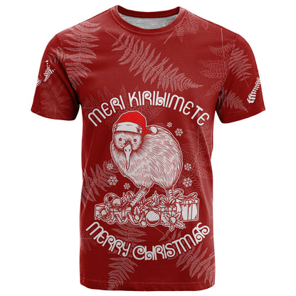 New Zealand Christmas T-Shirt Silver Fern Mix Kiwi Bird Ver01 Graphic Tee