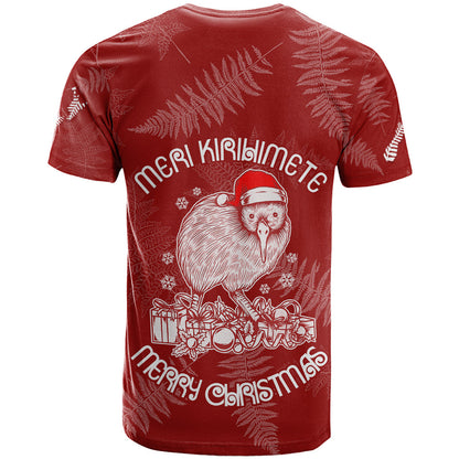 New Zealand Christmas T-Shirt Silver Fern Mix Kiwi Bird Ver01 Graphic Tee