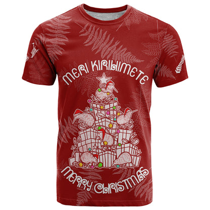 New Zealand Christmas T-Shirt Silver Fern Mix Kiwi Bird Ver02 Graphic Tee