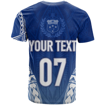 Personalised Samoa Rugby T-Shirt Manu Samoa Gradient Blue Graphic Tee