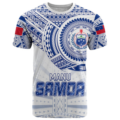 Personalised Samoa Rugby T-Shirt Manu Samoa Gradient White Graphic Tee