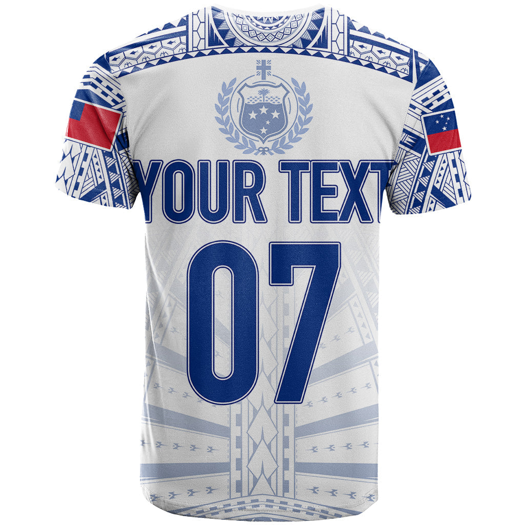 Personalised Samoa Rugby T-Shirt Manu Samoa Gradient White Graphic Tee