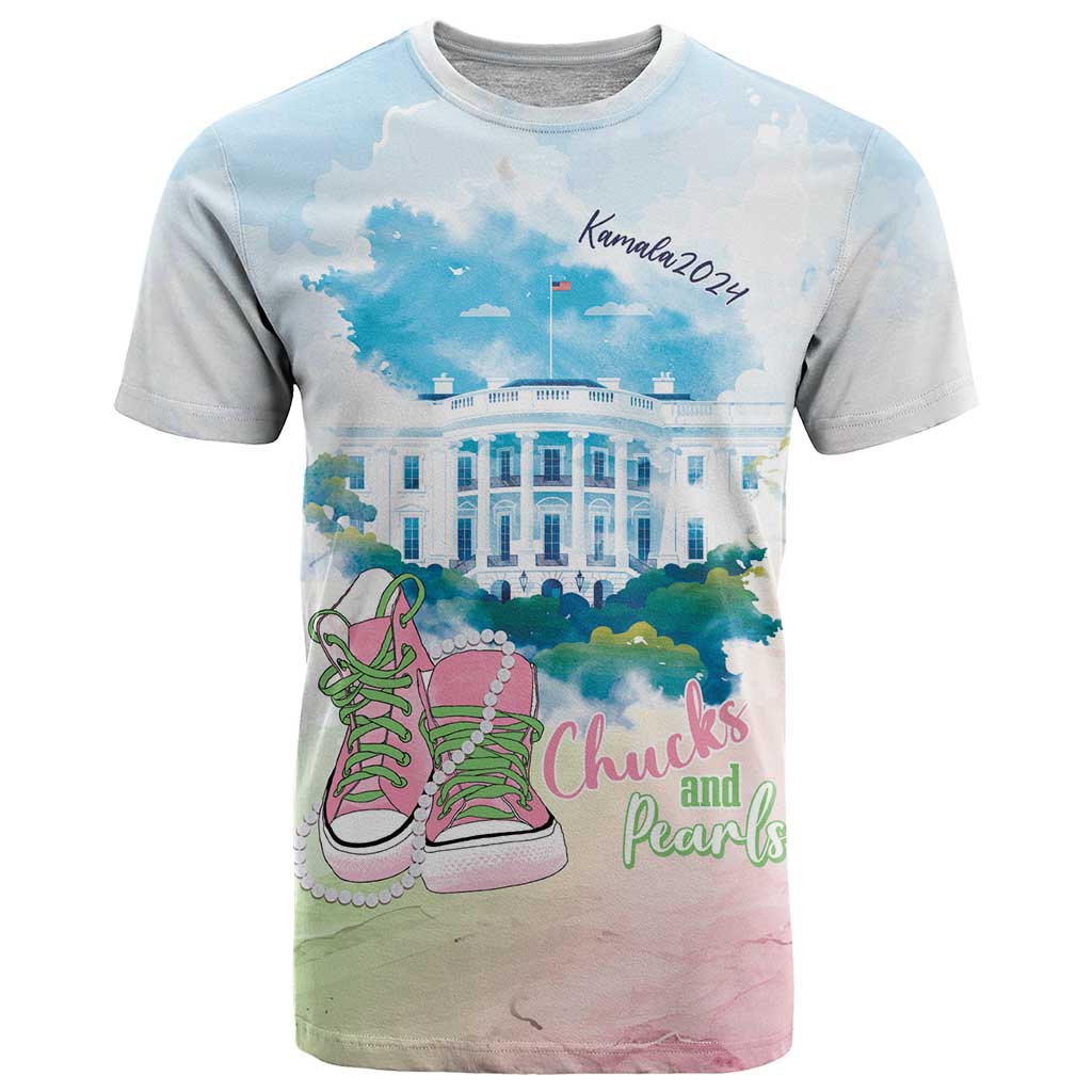 Chucks N Pearls 2024 T-Shirt Pink Green Rocking The World Graphic Tee