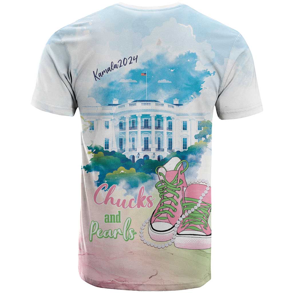 Chucks N Pearls 2024 T-Shirt Pink Green Rocking The World Graphic Tee
