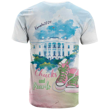 Chucks N Pearls 2024 T-Shirt Pink Green Rocking The World Graphic Tee
