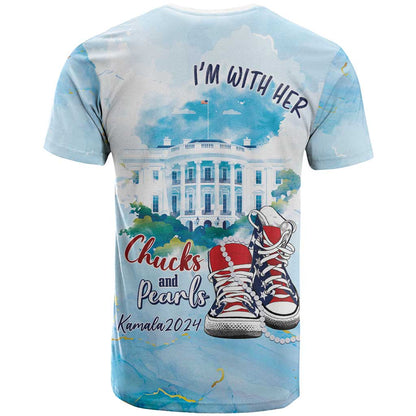 Chucks N Pearls 2024 T-Shirt I'm With Her Graphic Tee