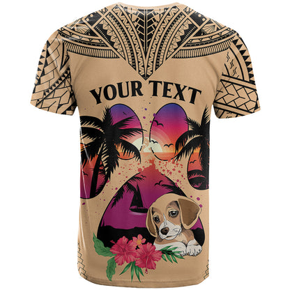 Personalised Polynesian T-Shirt Dog Lover With Beagle - Sunset At The Beach Graphic Tee