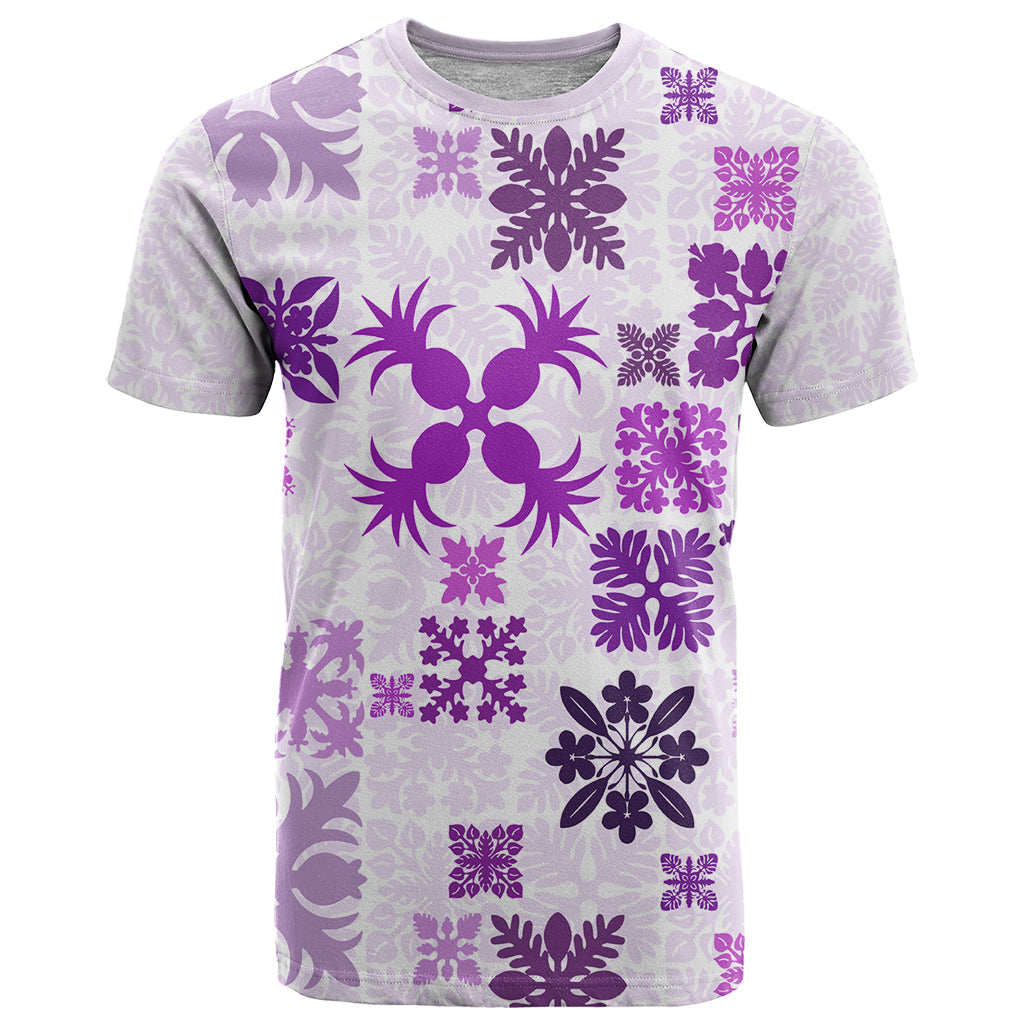 Vintage Hawaii T-Shirt Hawaiian Quilt Kapa Mismatch Purple Graphic Tee
