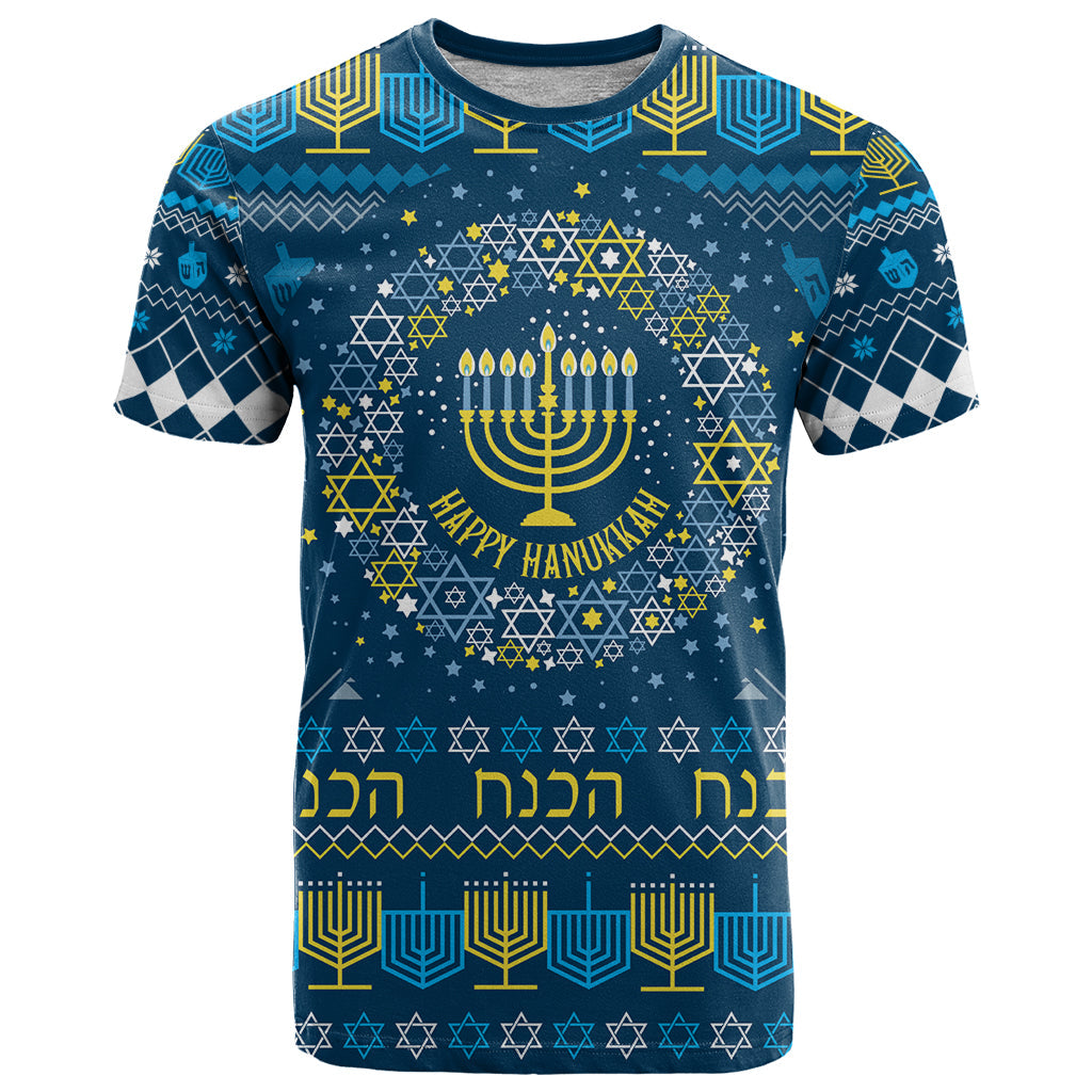Happy Hanukkah T-Shirt Love and Lights Menorah Graphic Tee