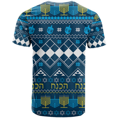 Happy Hanukkah T-Shirt Love and Lights Menorah Graphic Tee