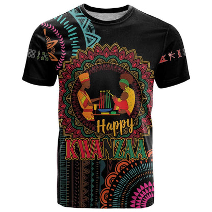 Happy Kwanzaa African T-Shirt Mandala Mix Nguzo Saba Graphic Tee
