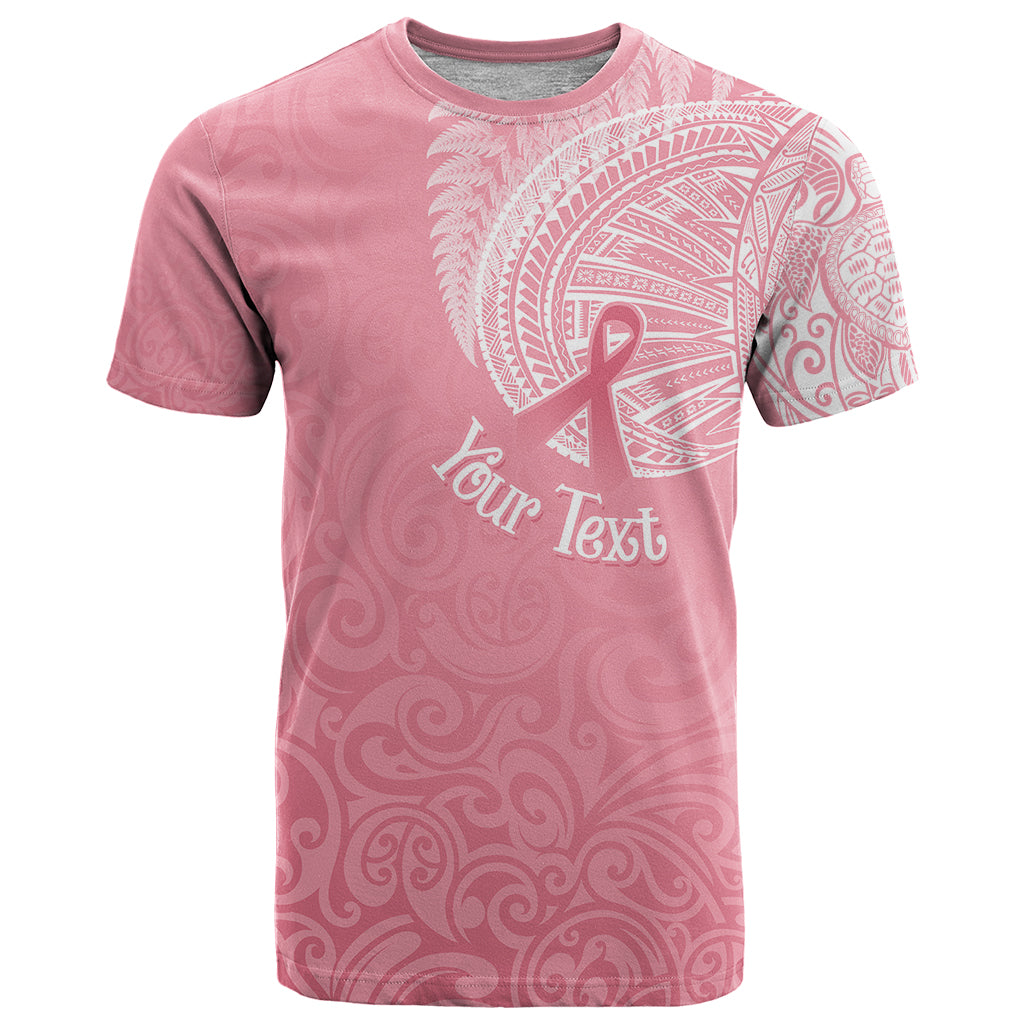Personalised New Zealand T-Shirt Pink Ribbon Tattoo Mix Silver Fern Graphic Tee