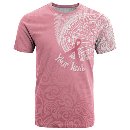Personalised New Zealand T-Shirt Pink Ribbon Tattoo Mix Silver Fern Graphic Tee