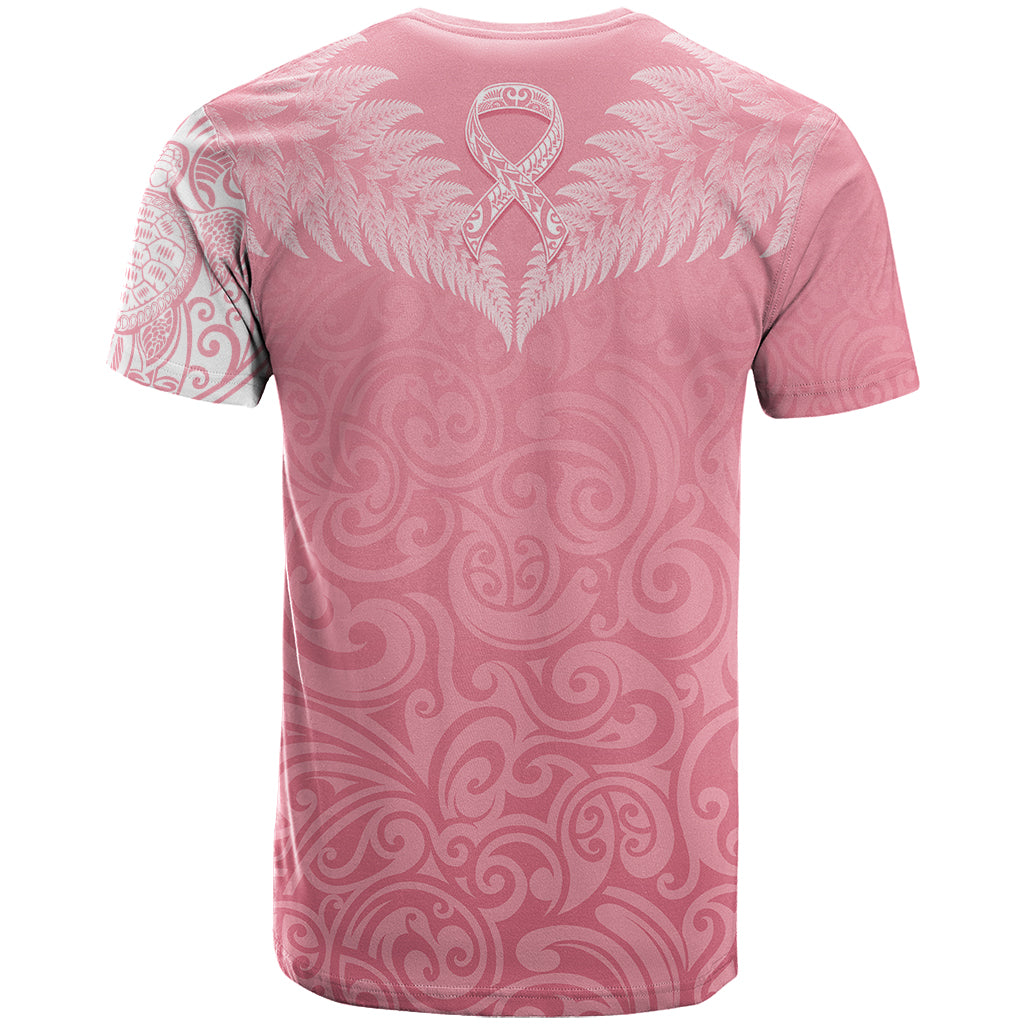 Personalised New Zealand T-Shirt Pink Ribbon Tattoo Mix Silver Fern Graphic Tee