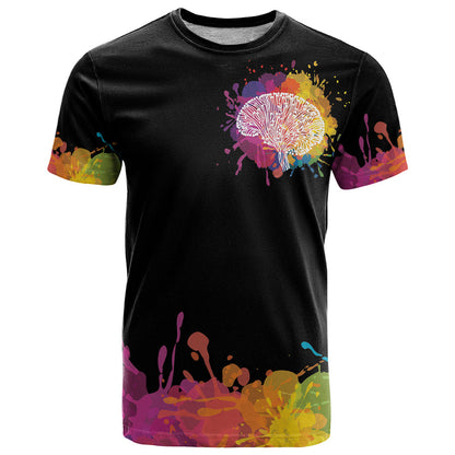 Autism Wired Differently Colors Splash T-Shirt Graphic Tee