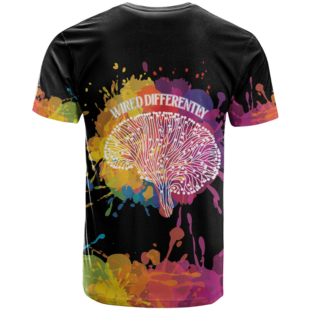 Autism Wired Differently Colors Splash T-Shirt Graphic Tee