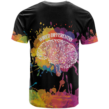 Autism Wired Differently Colors Splash T-Shirt Graphic Tee