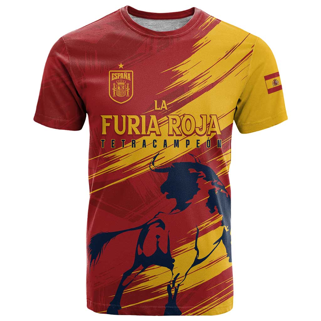 Spain La Furia Roja Custom T-Shirt 2024 Tetracampeon Espana Graphic Tee