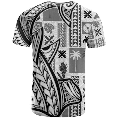 Samoa Tapa T-Shirt Siapo Mix Tatau Patterns - White Graphic Tee